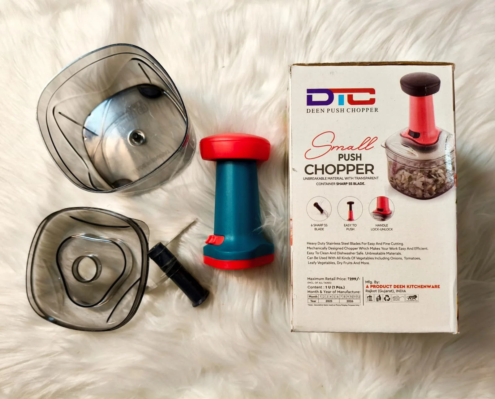 6 Sharp Stainless Steel Blade Manual Vegetable Chopper - PG SHOP