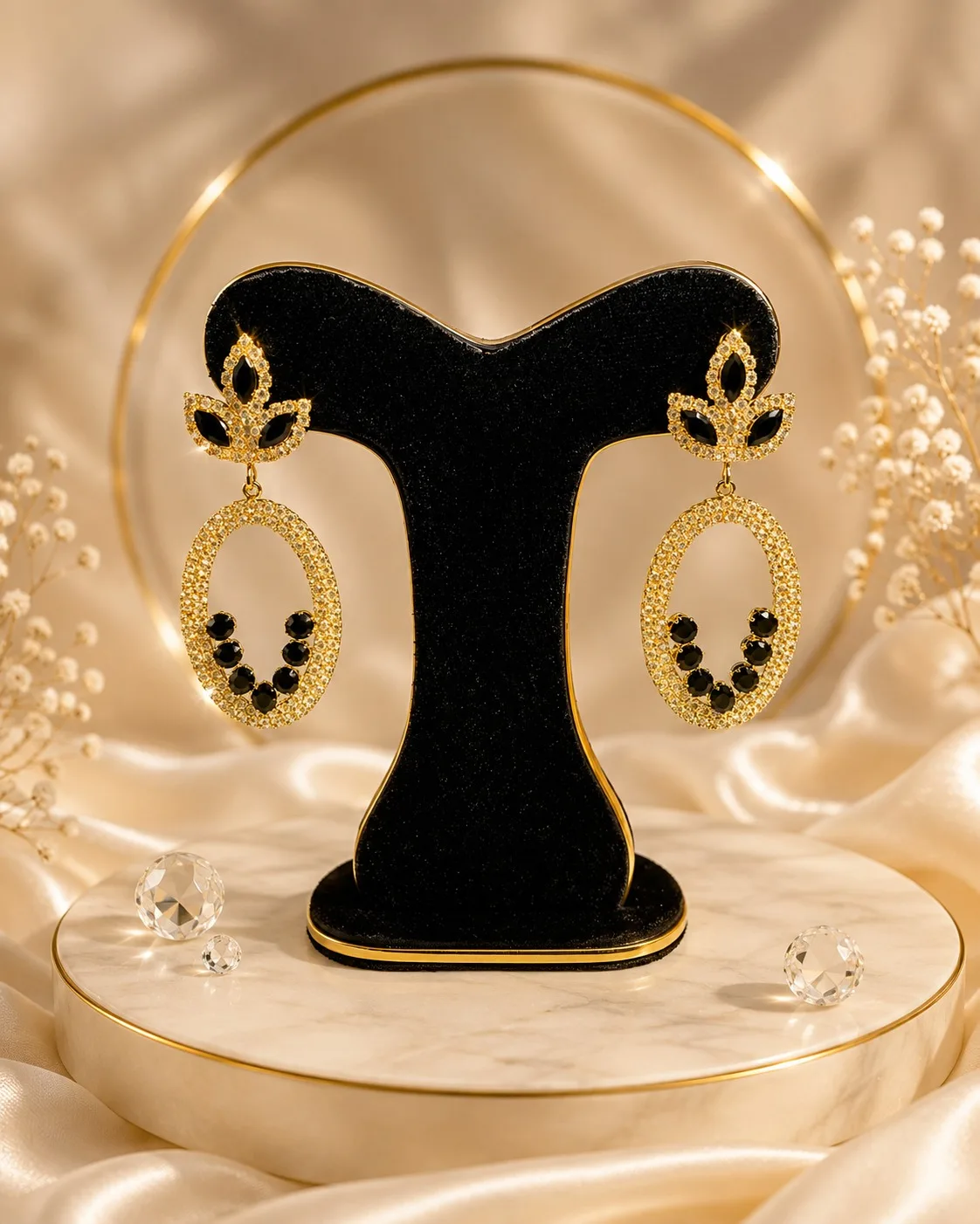 Elegant Crystal Oval Drop Earrings - PG SHOP