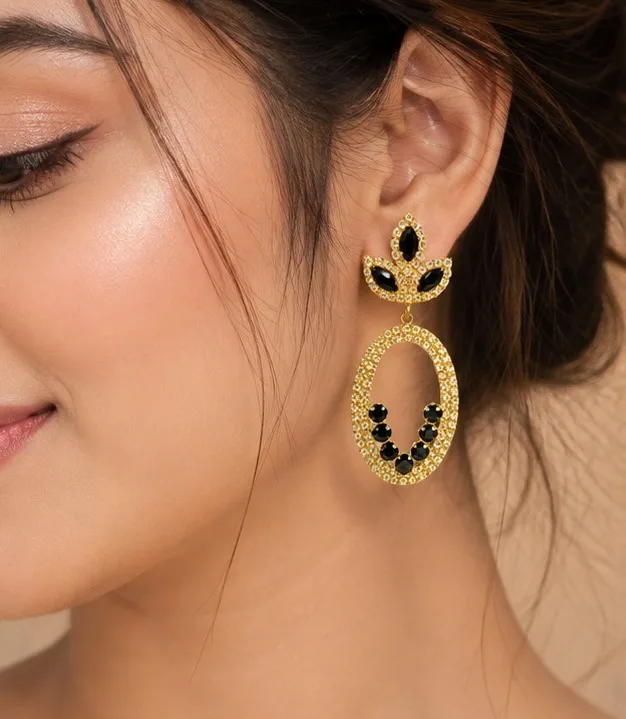 Elegant Crystal Oval Drop Earrings - PG SHOP
