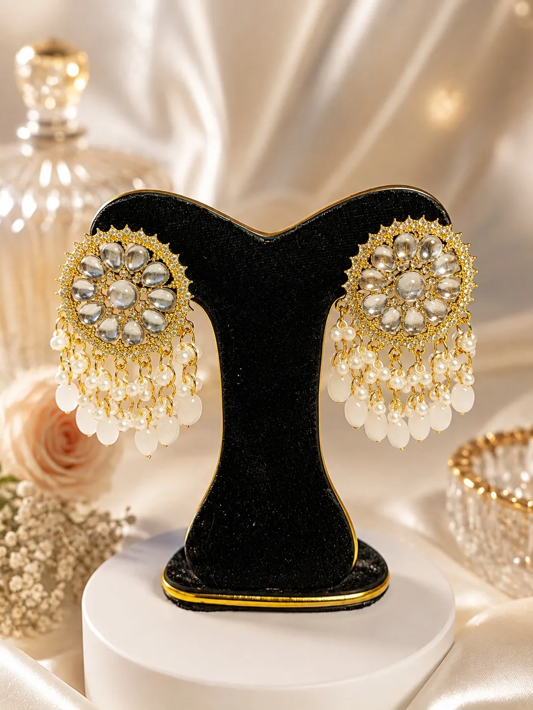 Royal Kundan Pearl Drop Earrings - PG SHOP