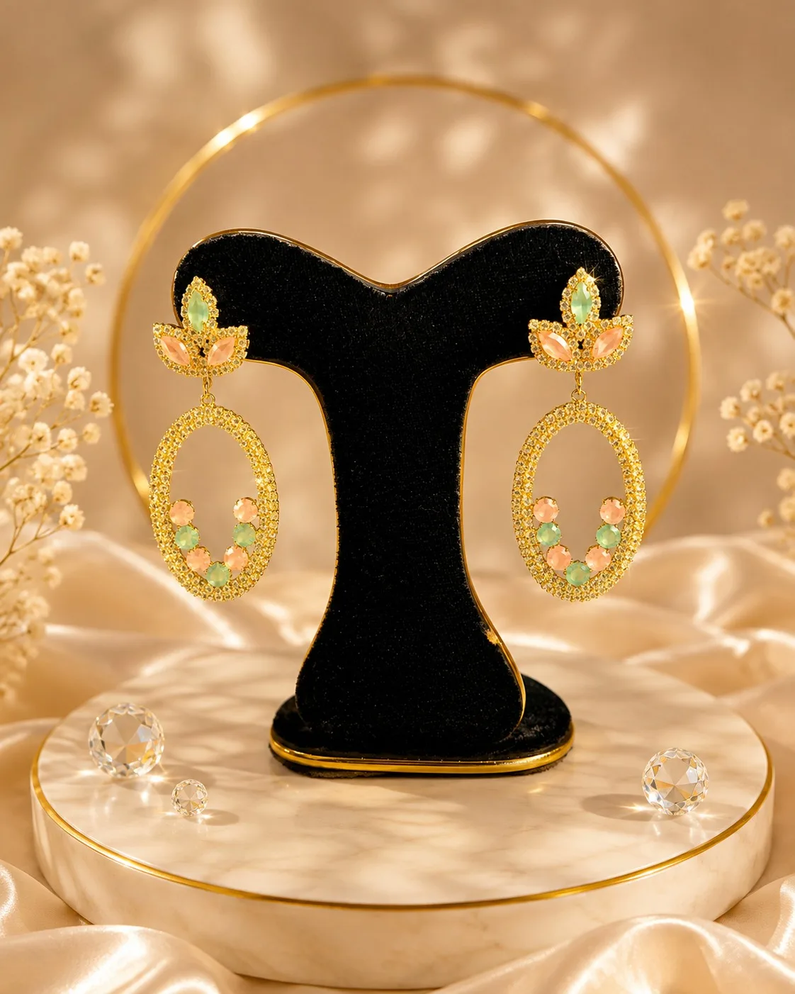 Elegant Crystal Oval Drop Earrings - PG SHOP