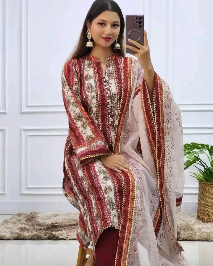 কটন থ্রি পিস - PG SHOP