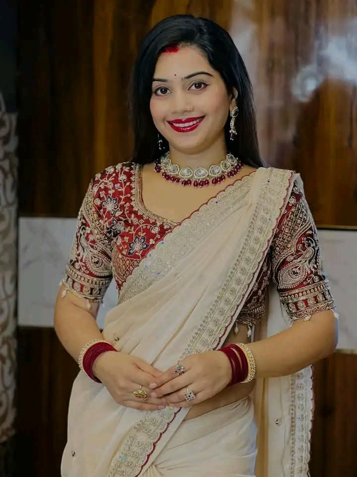 অরিজিনাল জিমিচু ফেব্রিক্স এর শাড়ি রেডিমেড ব্লাউজ - PG SHOP