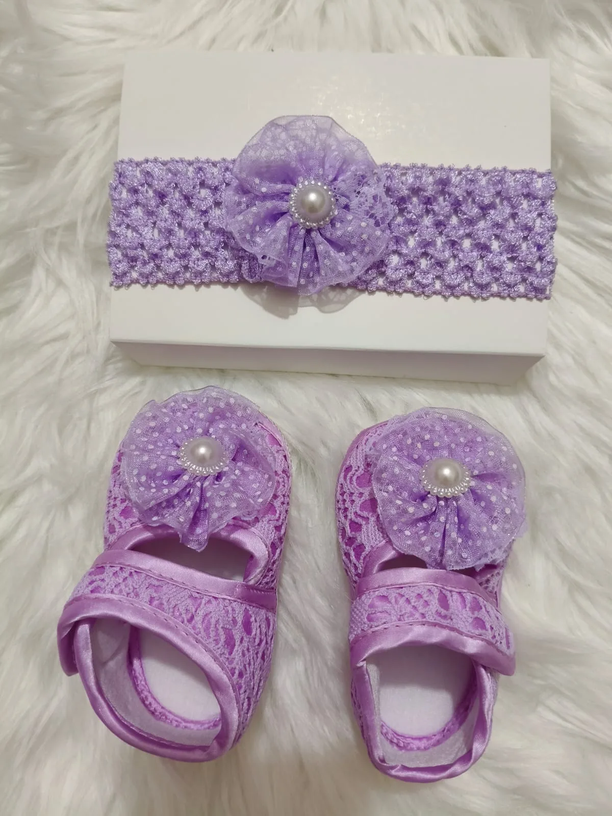 Baby Floral Shoes & Matching Headband Set - PG SHOP