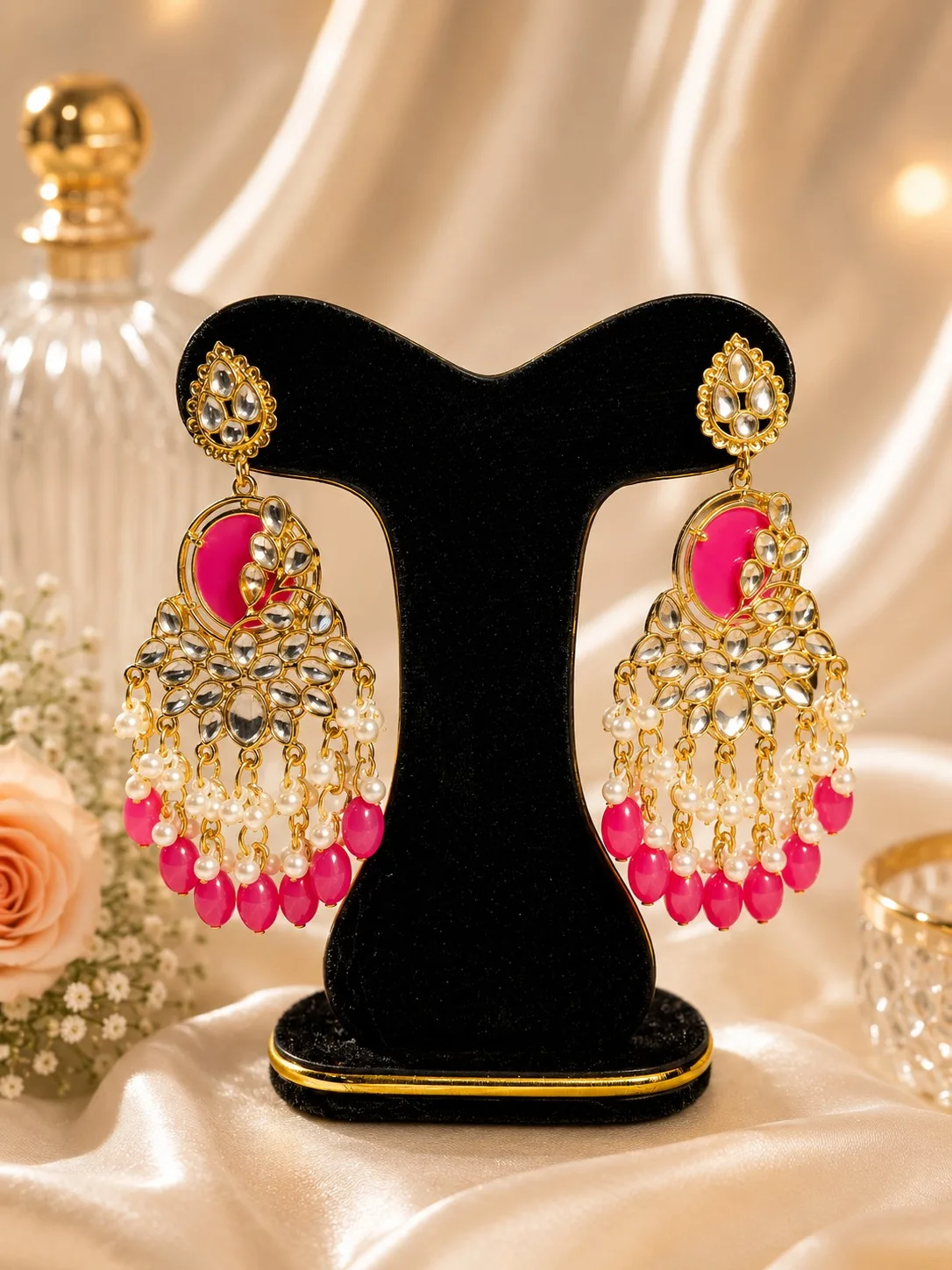 Royal Kundan Pearl Chandbali Earrings - PG SHOP