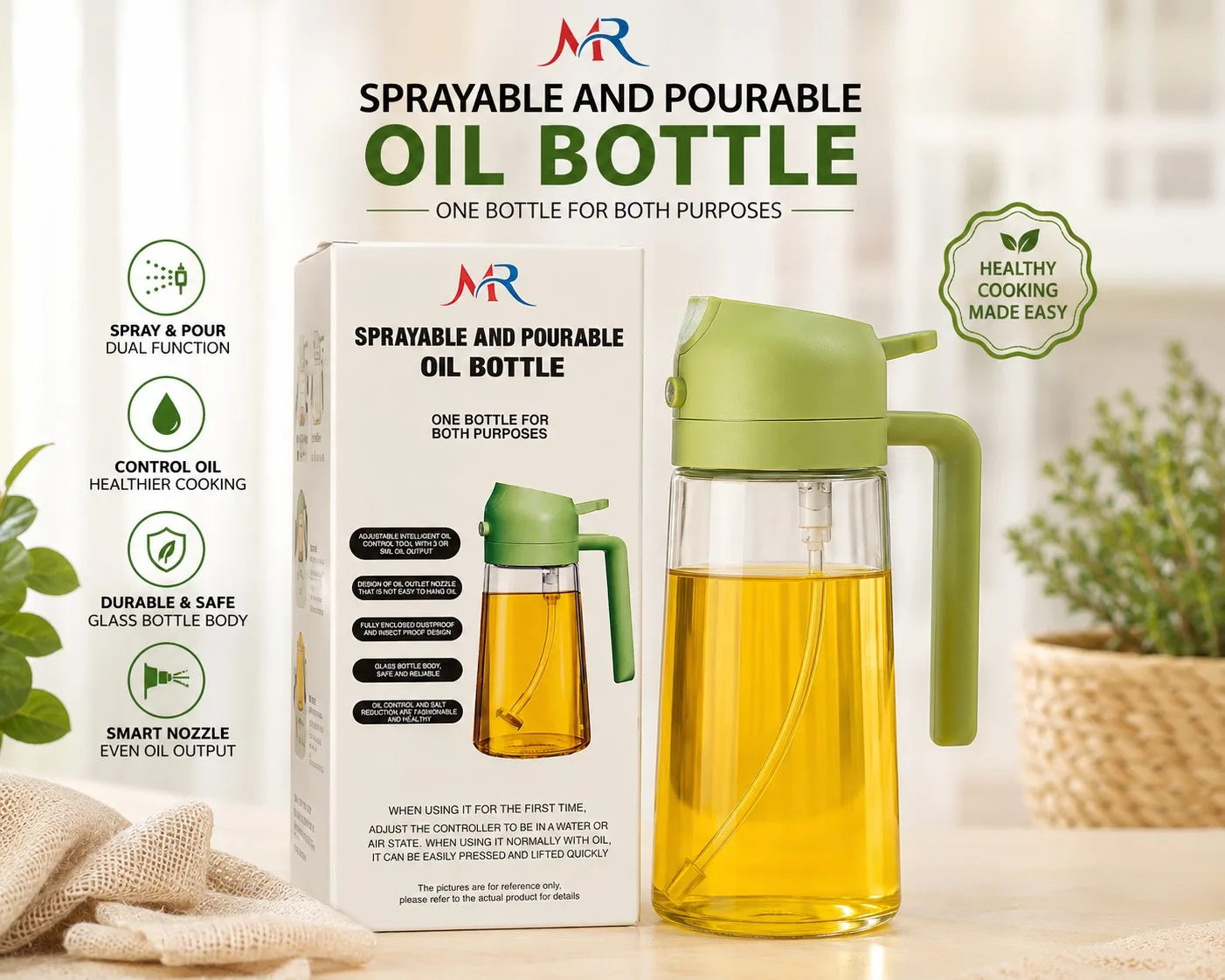 2-in-1 Spray & Pour Glass Oil Bottle - PG SHOP