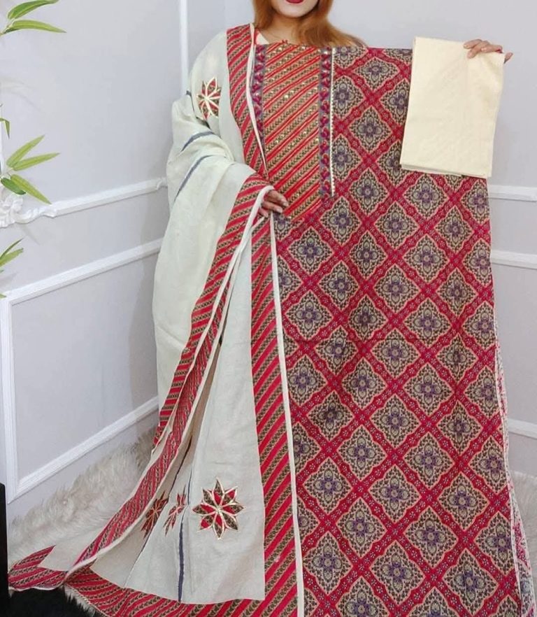 বুটিক্স কটন থ্রি পিস। - PG SHOP