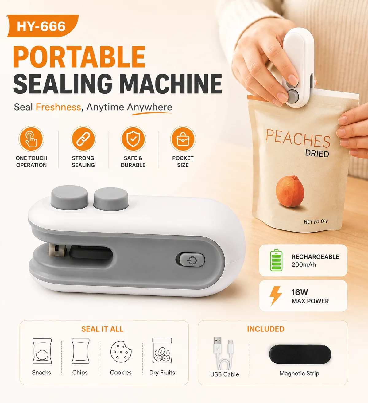 HY-666 Rechargeable Portable Sealing Machine - PG SHOP