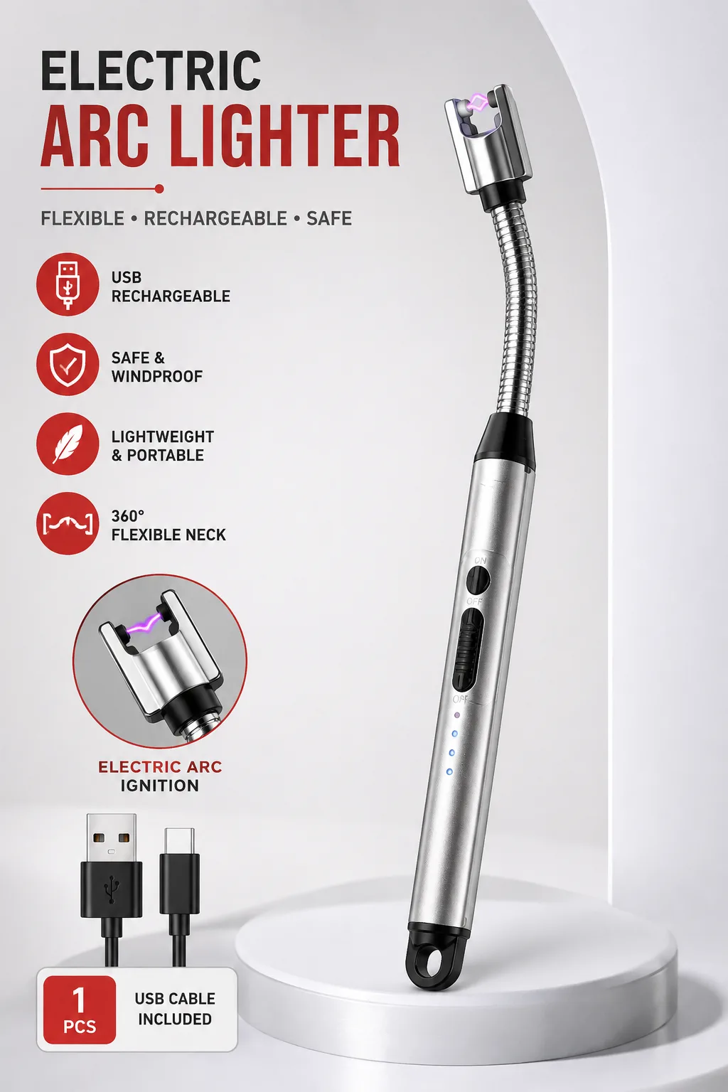 USB Rechargeable Electric Arc Lighter - PG SHOP