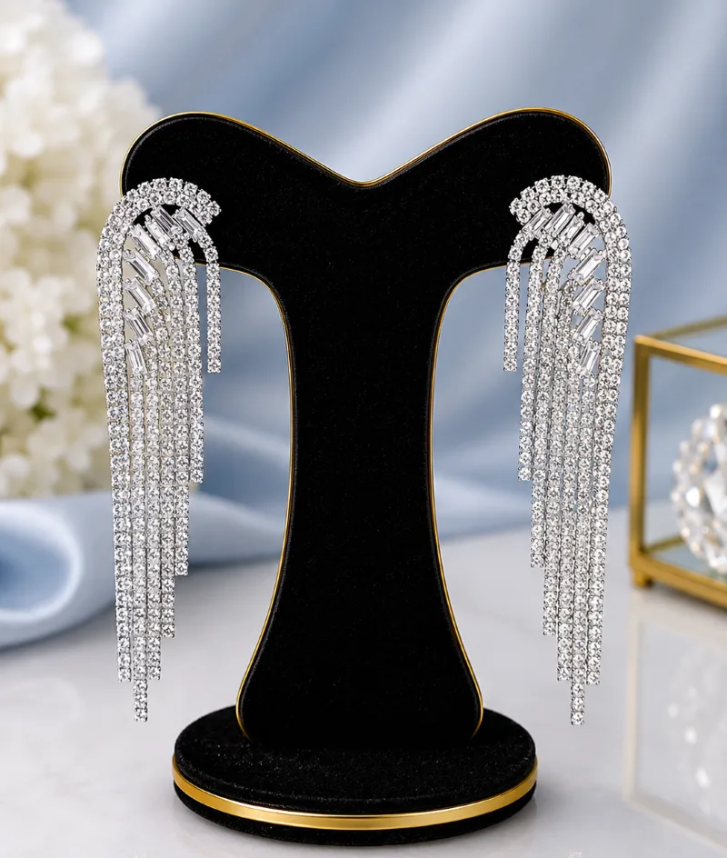 লাক্সারি ক্রিস্টাল ট্যাসেল কানের দুল - PG SHOP