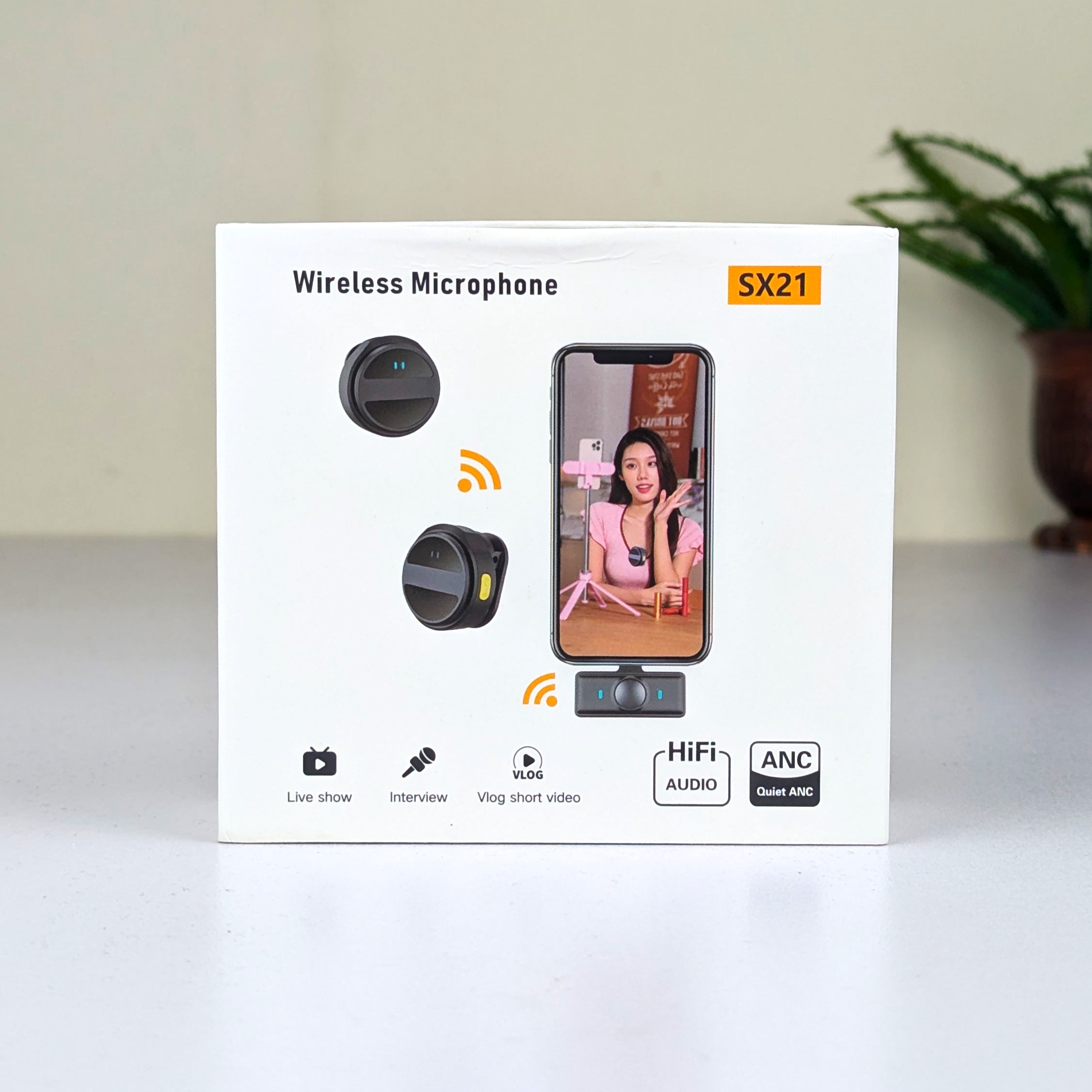 SX21-New 2-in-1 Wireless Lavalier Microphone – Dual Mic Setup for Crystal Clear Mobile Recording - PG SHOP