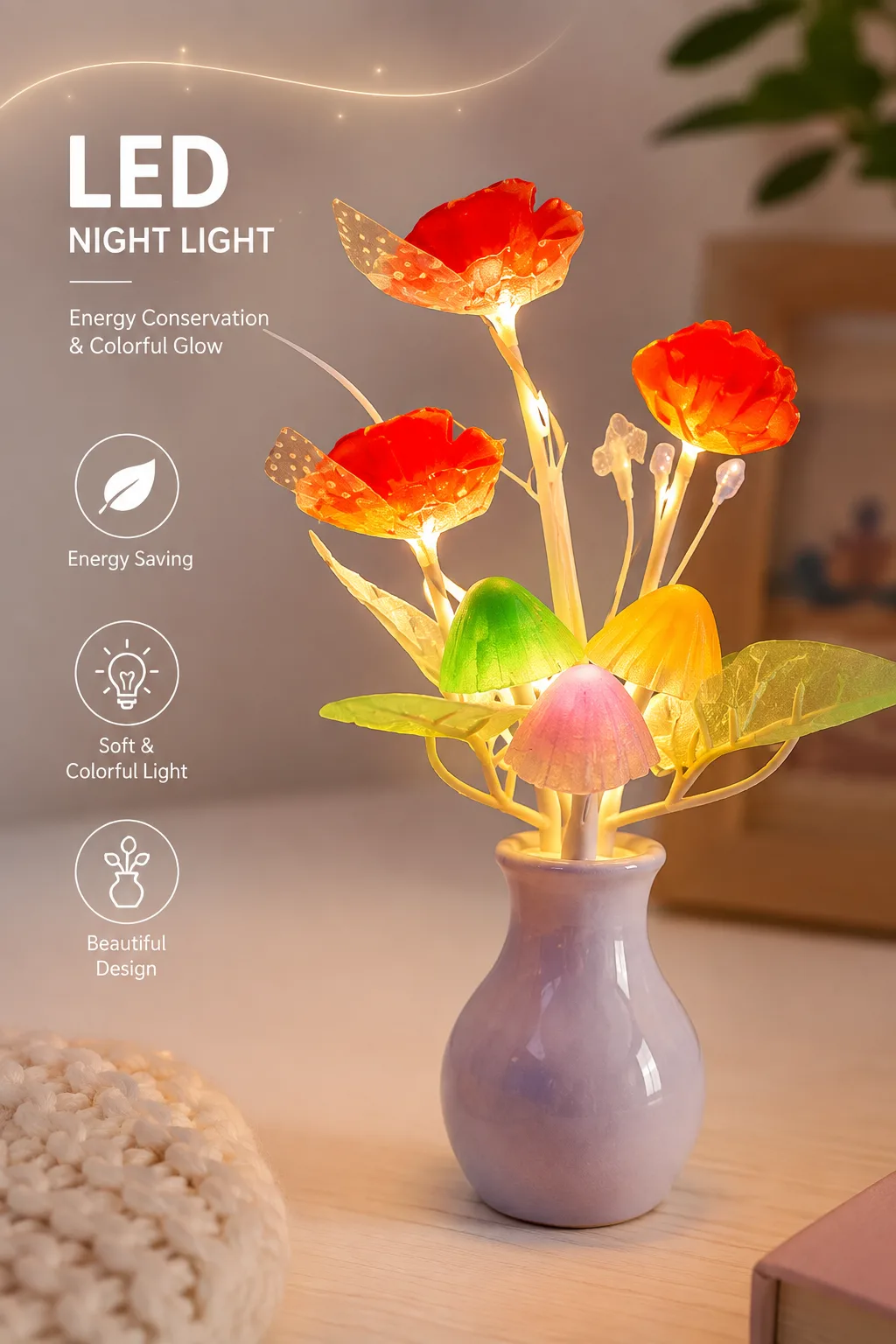 Colorful LED Flower & Mushroom Night Light - PG SHOP