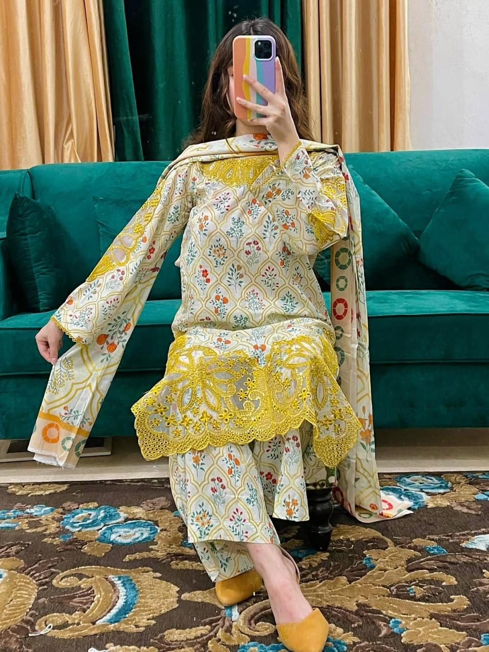 প্রিমিয়াম কটন থ্রি পিস - PG SHOP