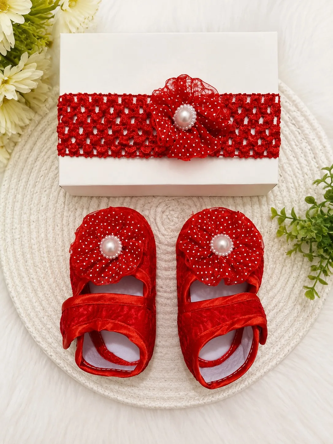 Baby Floral Shoes & Matching Headband Set - PG SHOP