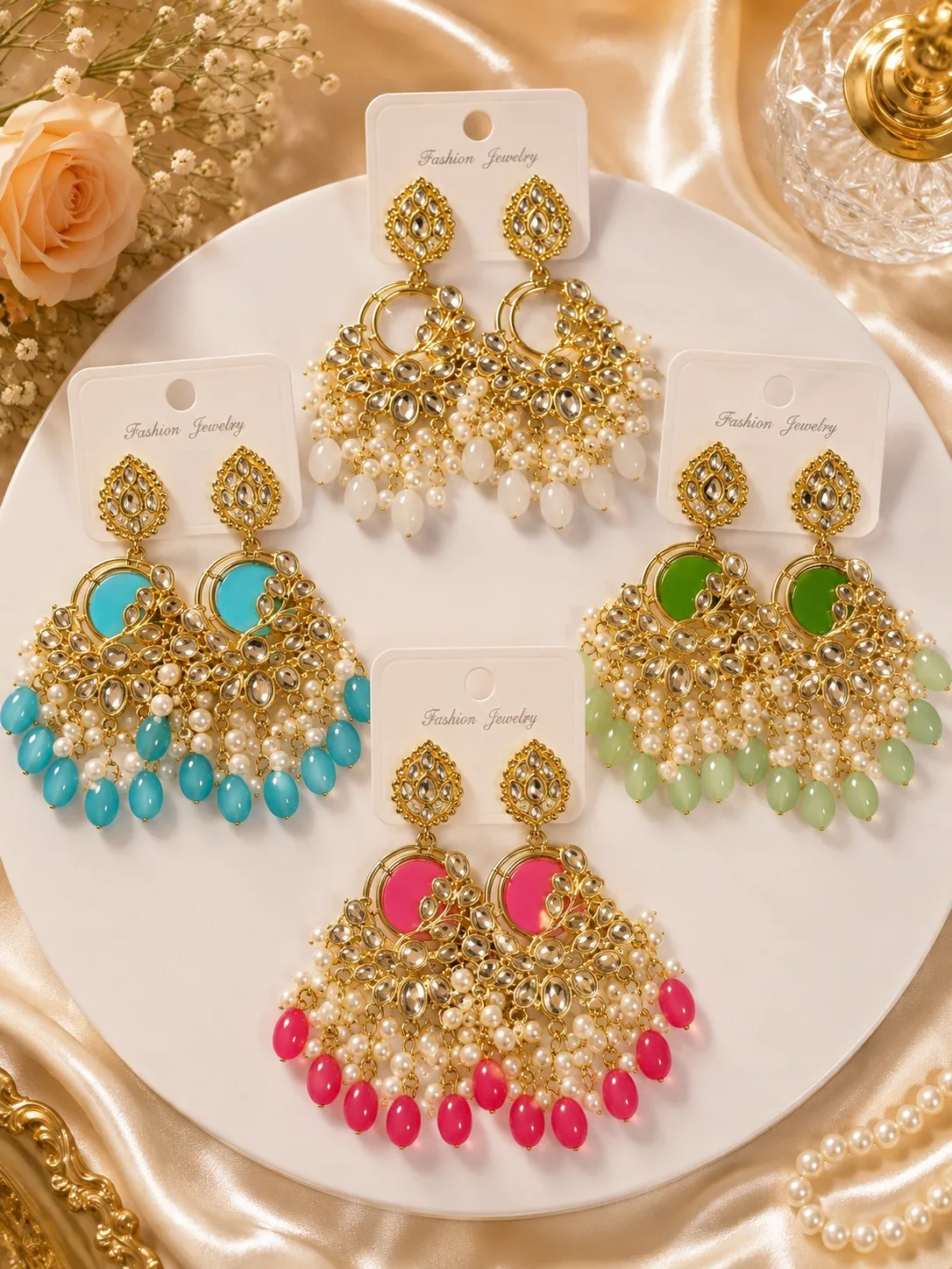 Royal Kundan Pearl Chandbali Earrings - PG SHOP