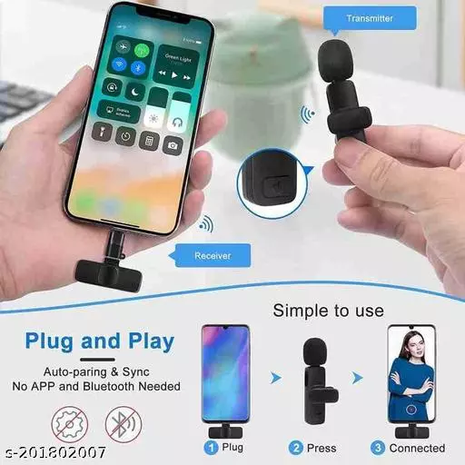 K8 Wireless Microphone for YouTube Vlogging, Video Recording Online Classes with Noise Cancellation Mic Supports (Type C) - PG SHOP