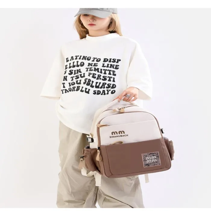College Cute Large-Capacity Backpacks (Khaki) - PG SHOP
