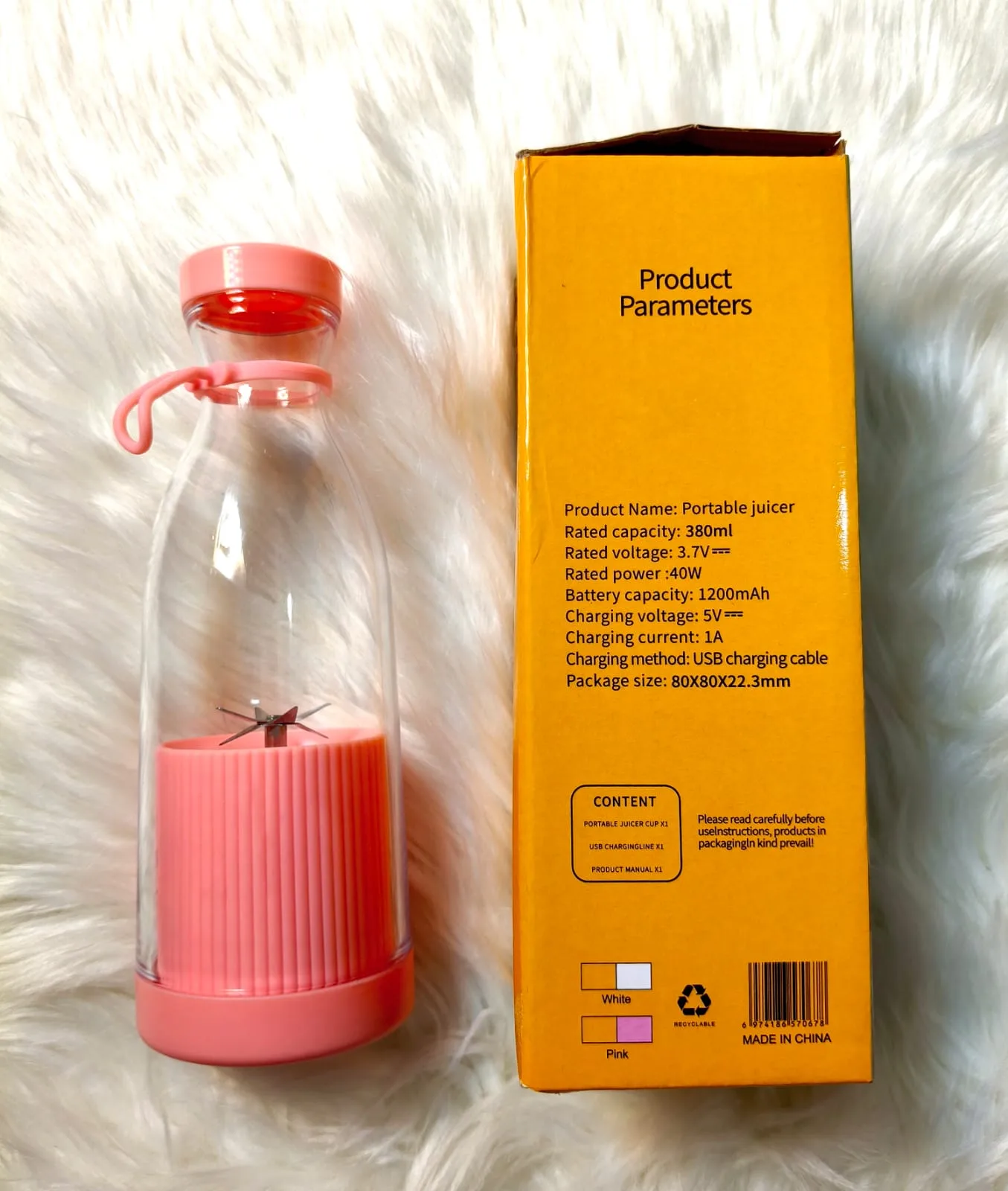 380ML USB Rechargeable Portable Juicer Blender - PG SHOP