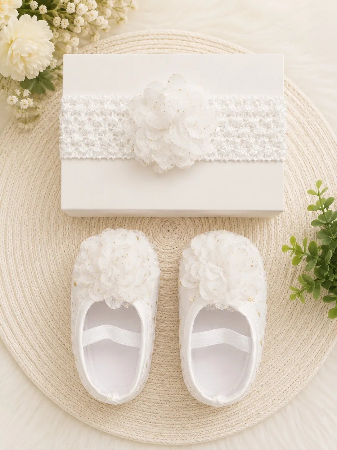 Baby Floral Shoes & Matching Headband Set - PG SHOP