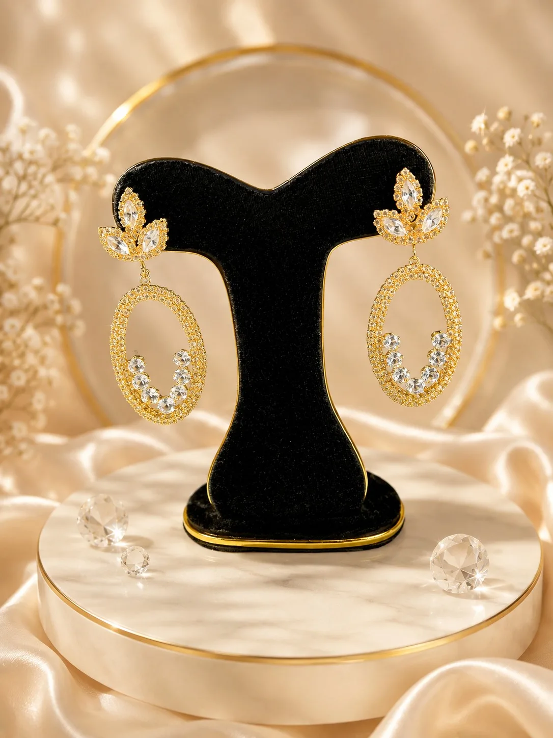 Elegant Crystal Oval Drop Earrings - PG SHOP