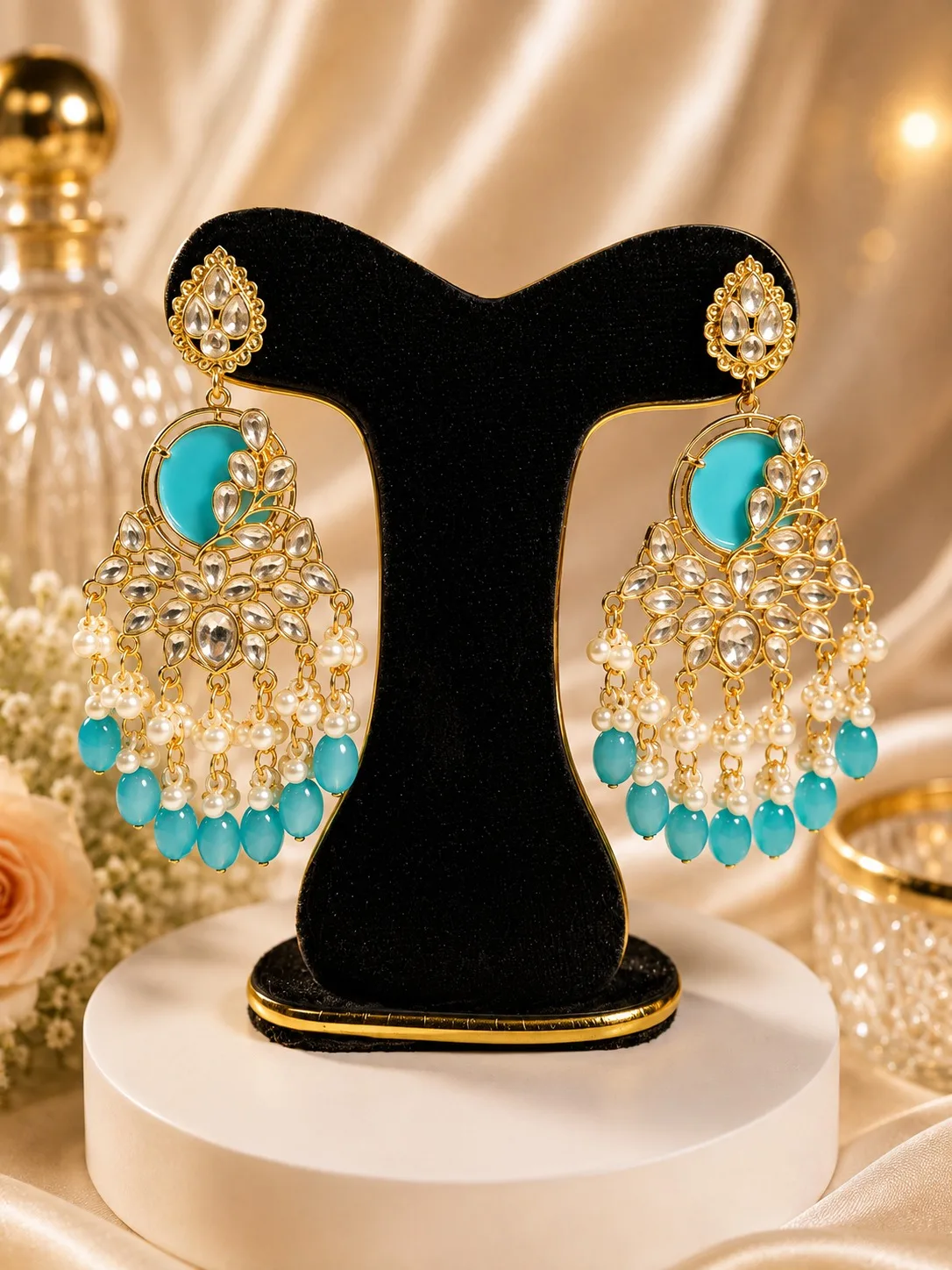 Royal Kundan Pearl Chandbali Earrings - PG SHOP