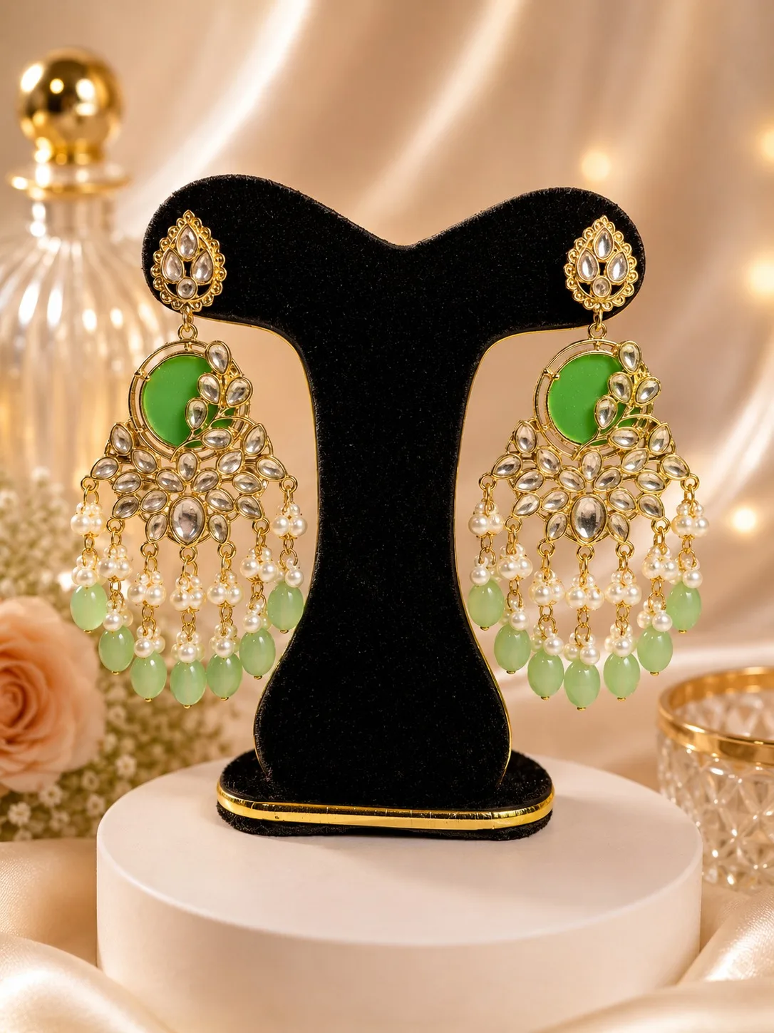 Royal Kundan Pearl Chandbali Earrings - PG SHOP
