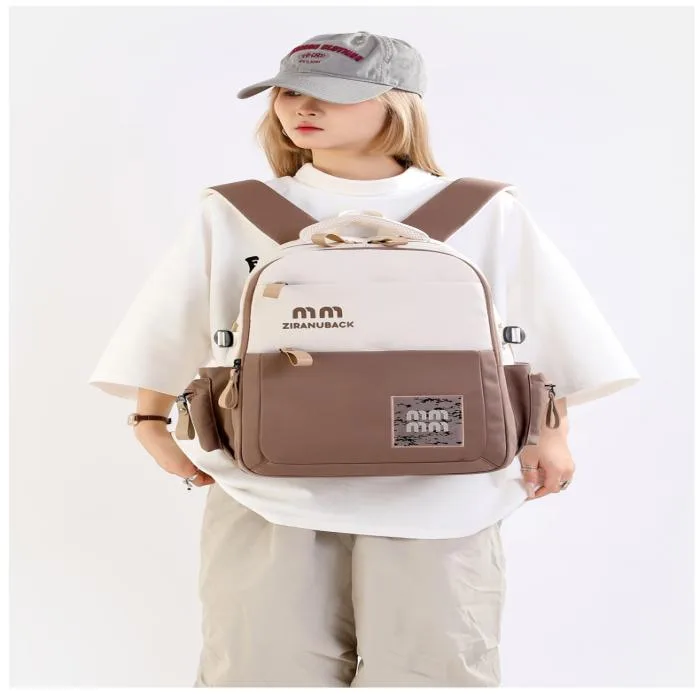 College Cute Large-Capacity Backpacks (Khaki) - PG SHOP