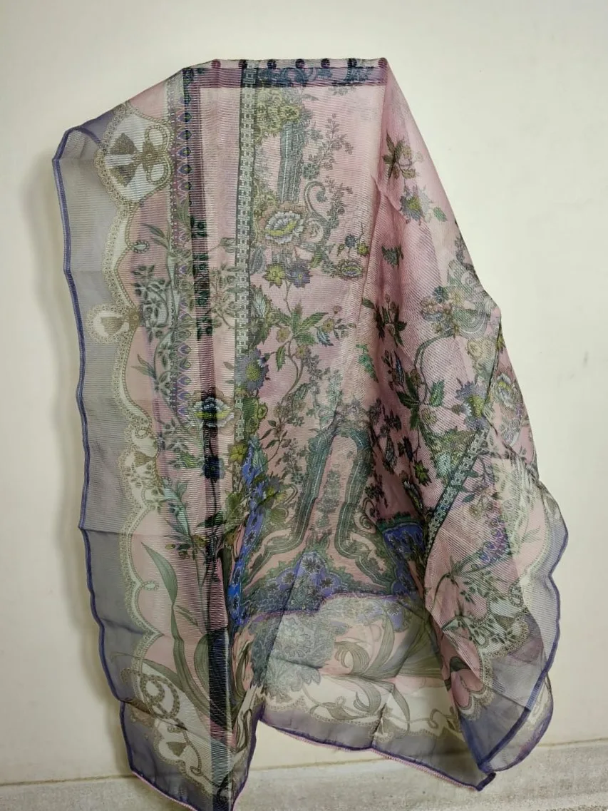 প্রিমিয়াম পিংক অর্গানজা পার্টি থ্রি-পিস - PG SHOP