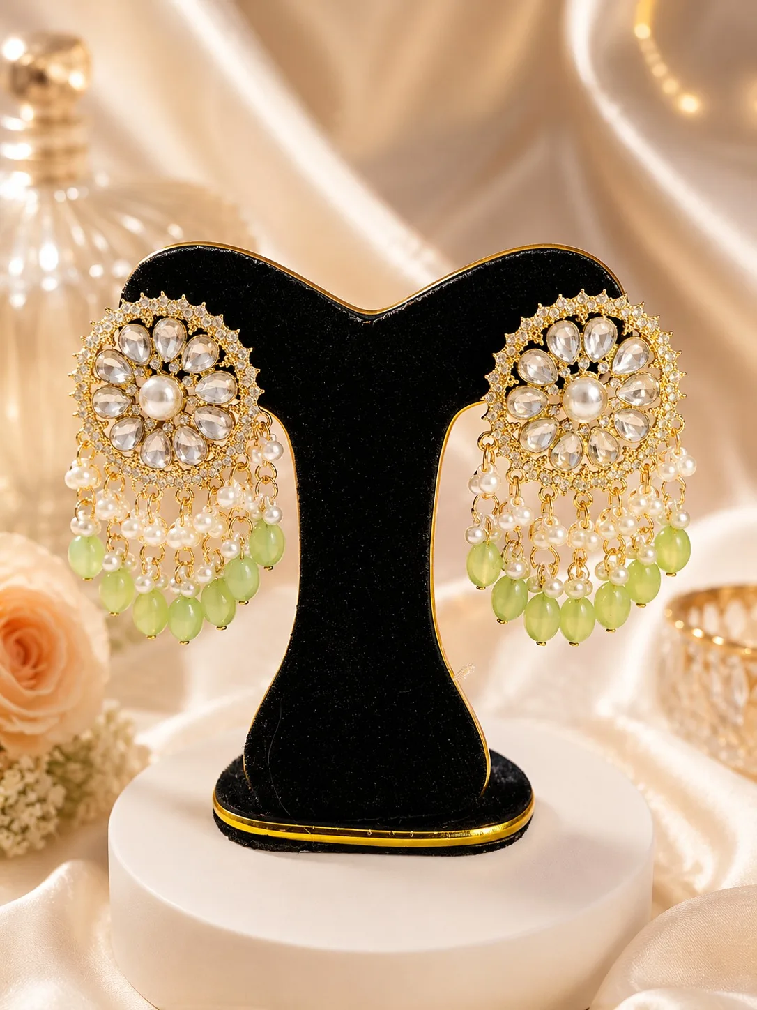 Royal Kundan Pearl Drop Earrings - PG SHOP