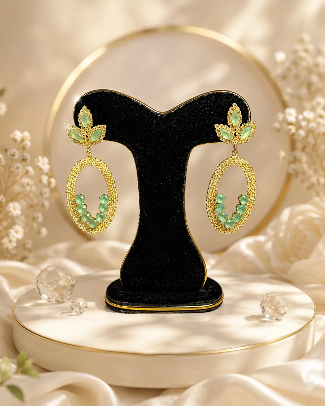 Elegant Crystal Oval Drop Earrings - PG SHOP