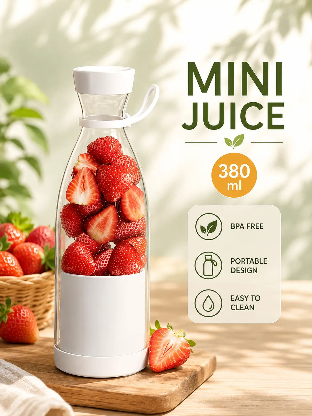 380ML USB Rechargeable Portable Juicer Blender - PG SHOP