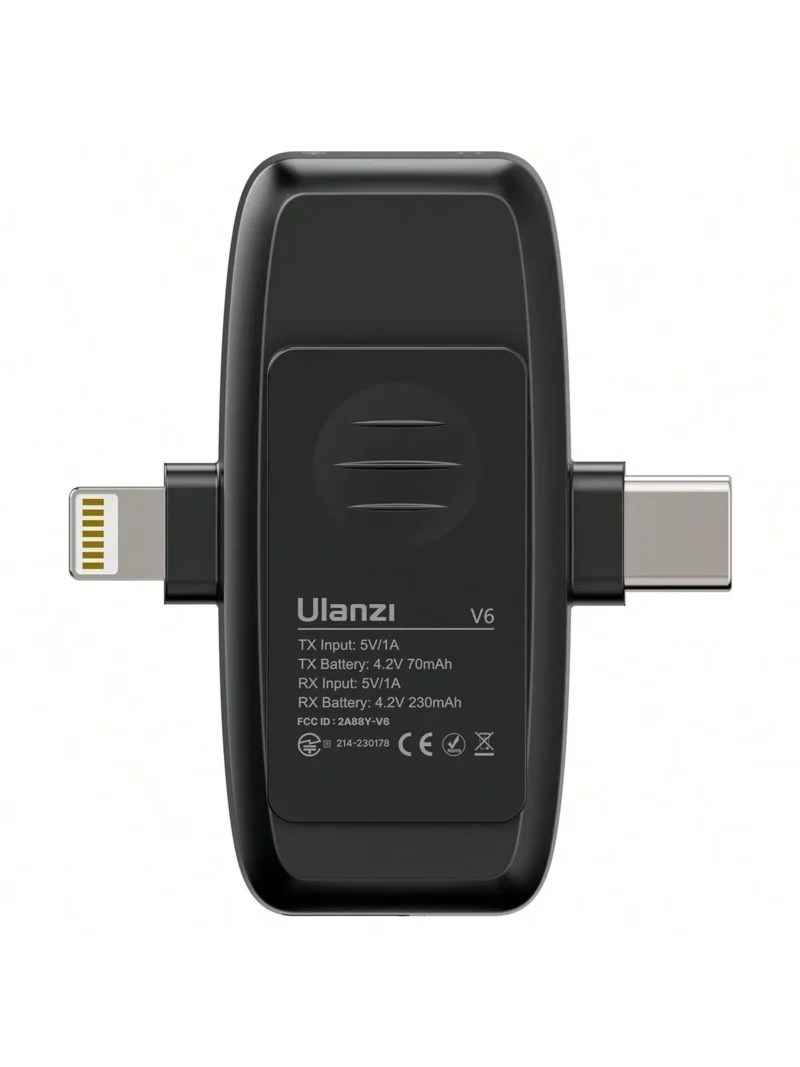 Ulanzi V6 3-in-1 Wireless Lavalier Microphone for iPhone, Android, Tablet & Camera - PG SHOP